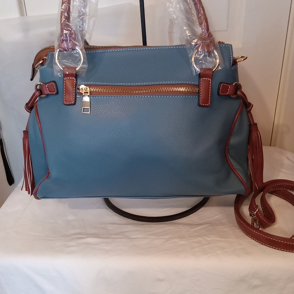 Blue and Brown Women's Handbag - Picture 6 of 13